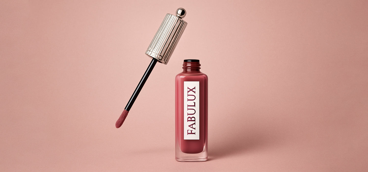 Bourjois Fabuleux Ink Lip gloss with applicator on a pink background