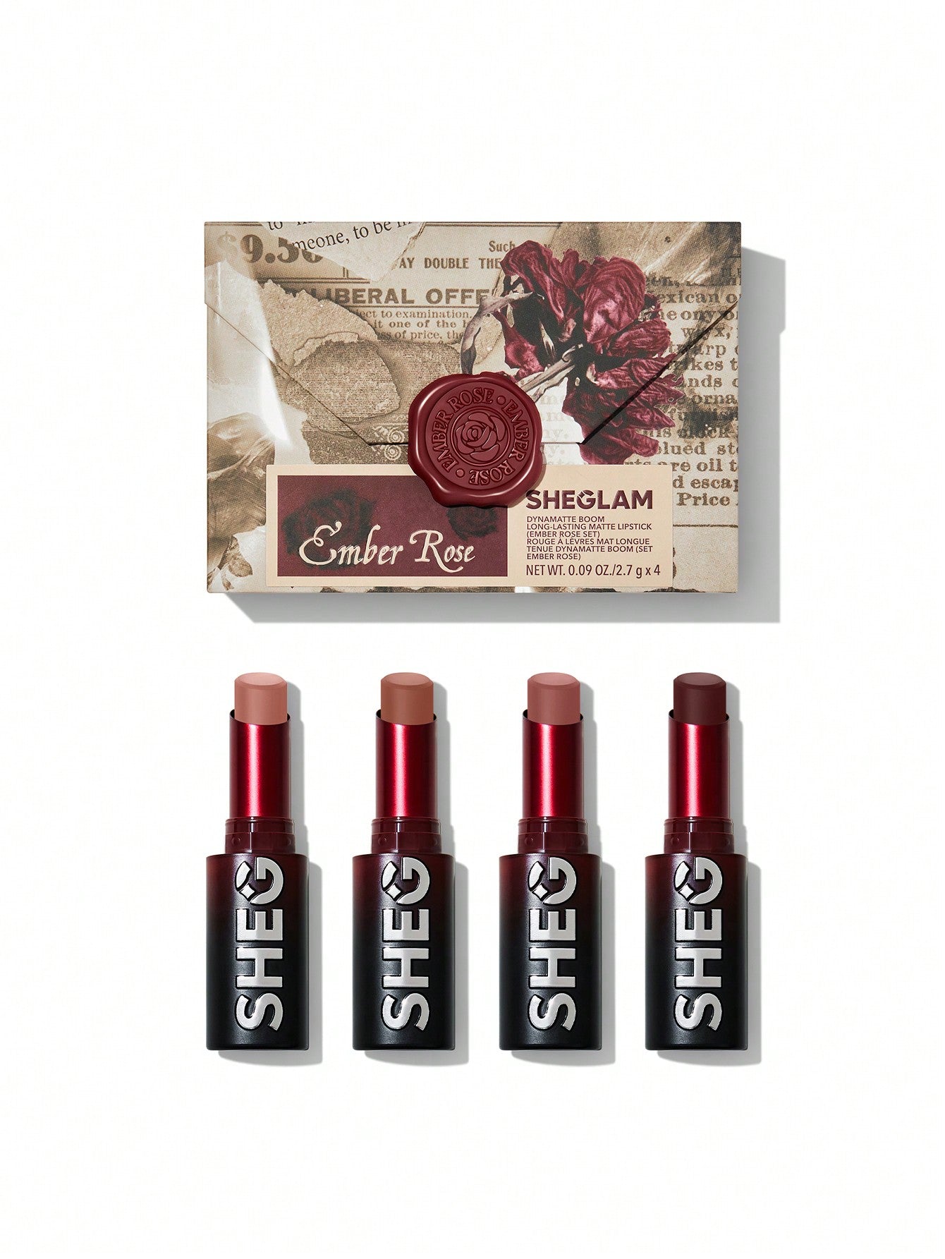 Sheglam Dynamatte Boom Long-Lasting Matte Lipstick (Ember Rose Set)